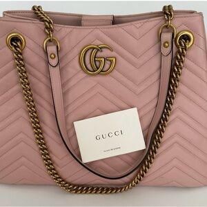 Gucci Marmont Apollo chevron bag. (Dusty pink and gold)